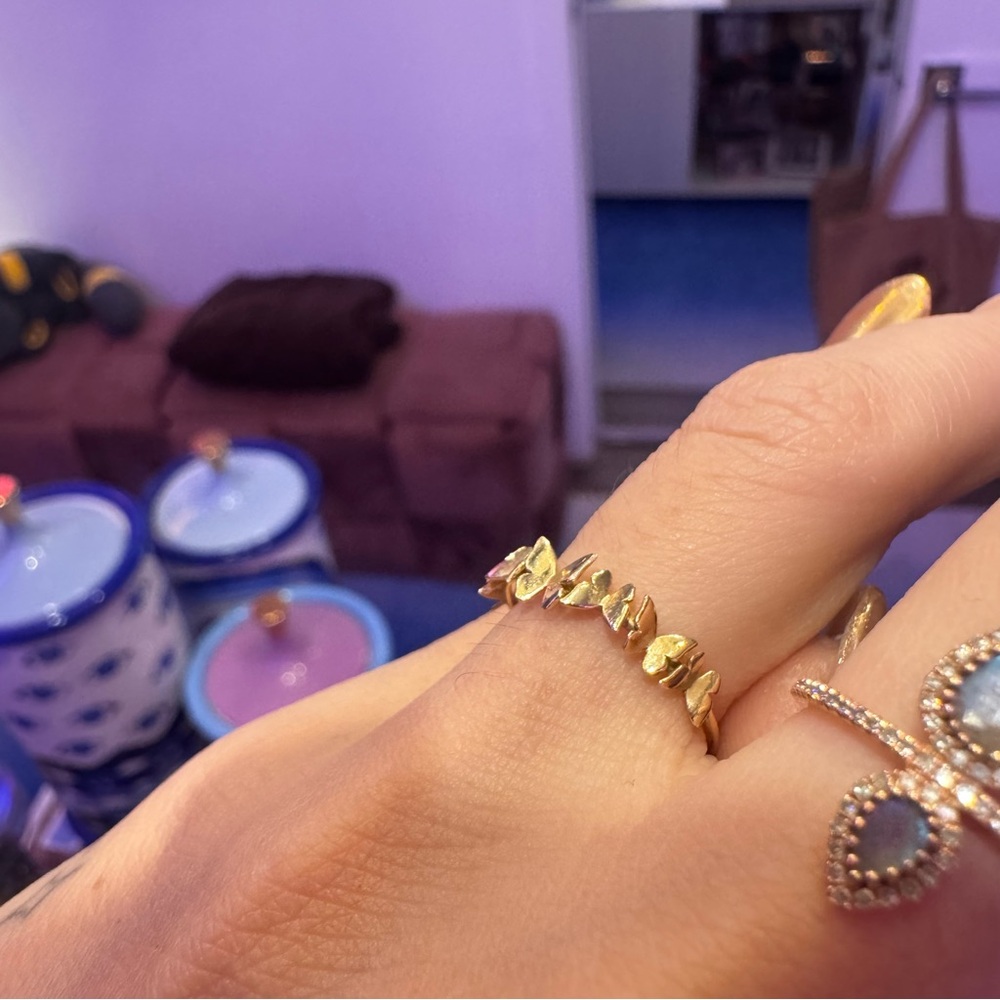 18K Solid Yellow Gold Dainty Butterfly Cluster - Picture 3 of 7